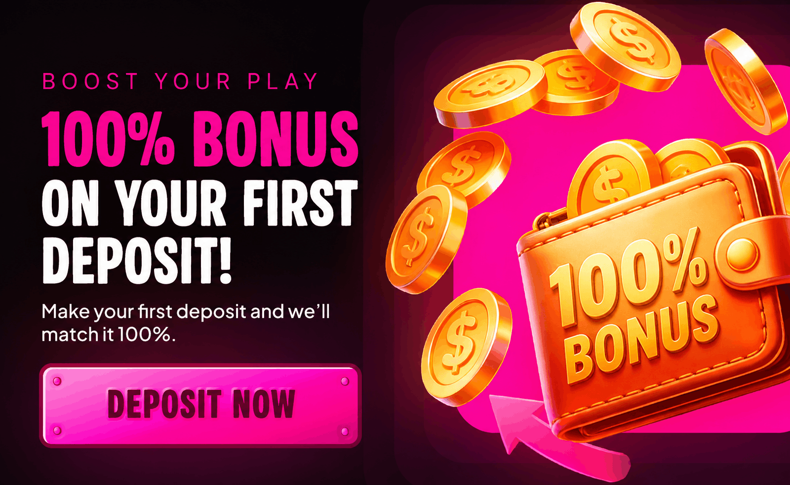 200% Bonus + 100 FREE SPINS - First Deposit!